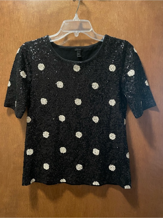 J. Crew Tops - J Crew Women’s Black/White Sequin Top, Size XS (Fits bigger than an XS)